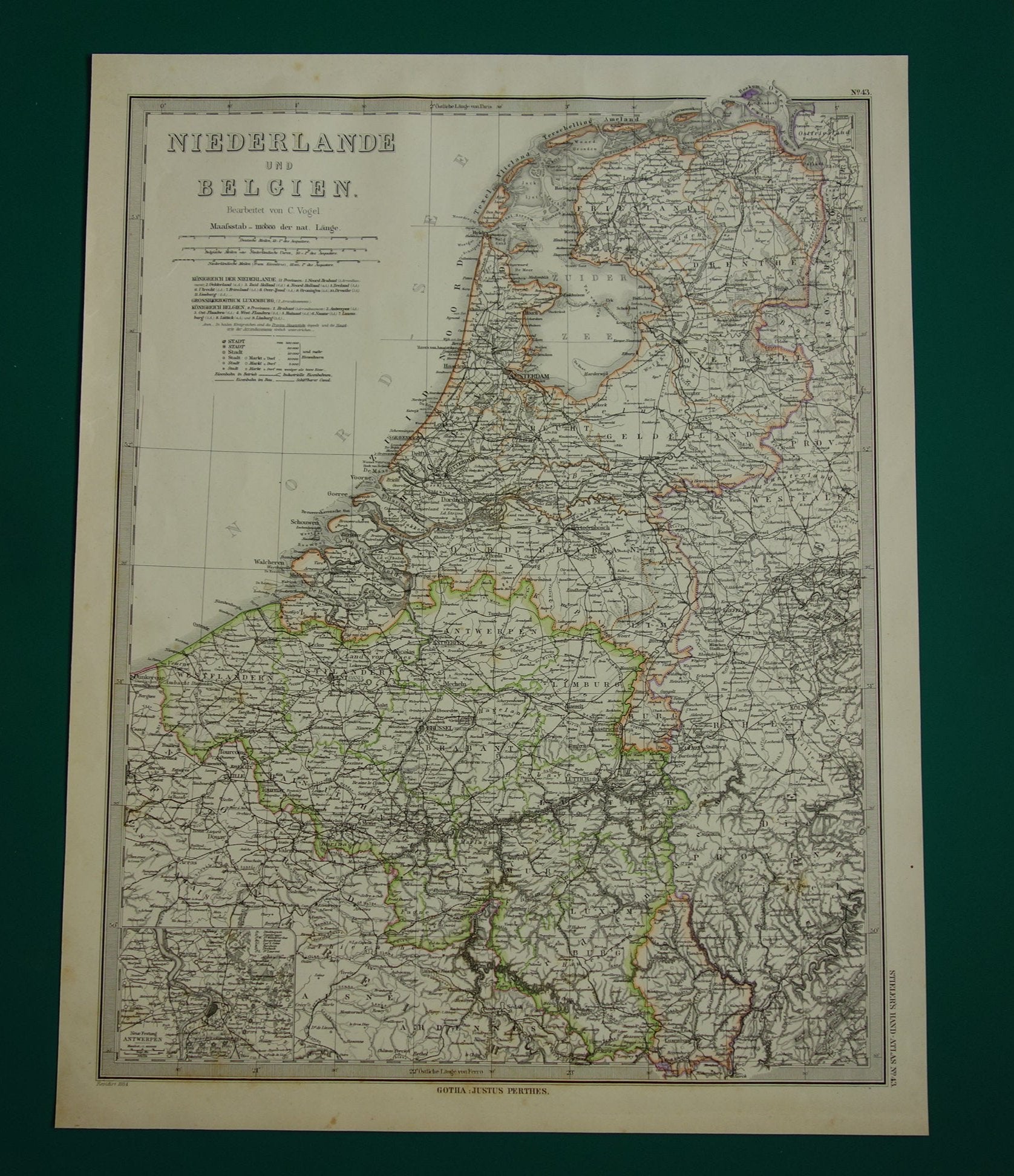 Nederland en Belgie in het jaar 1884 historische landkaart