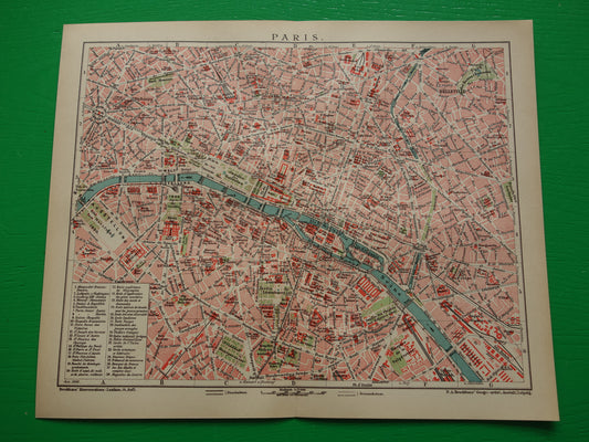 PARIJS antieke plattegrond 115+ jaar oude kaart van Parijs Frankrijk uit 1905 - originele vintage historische kaarten