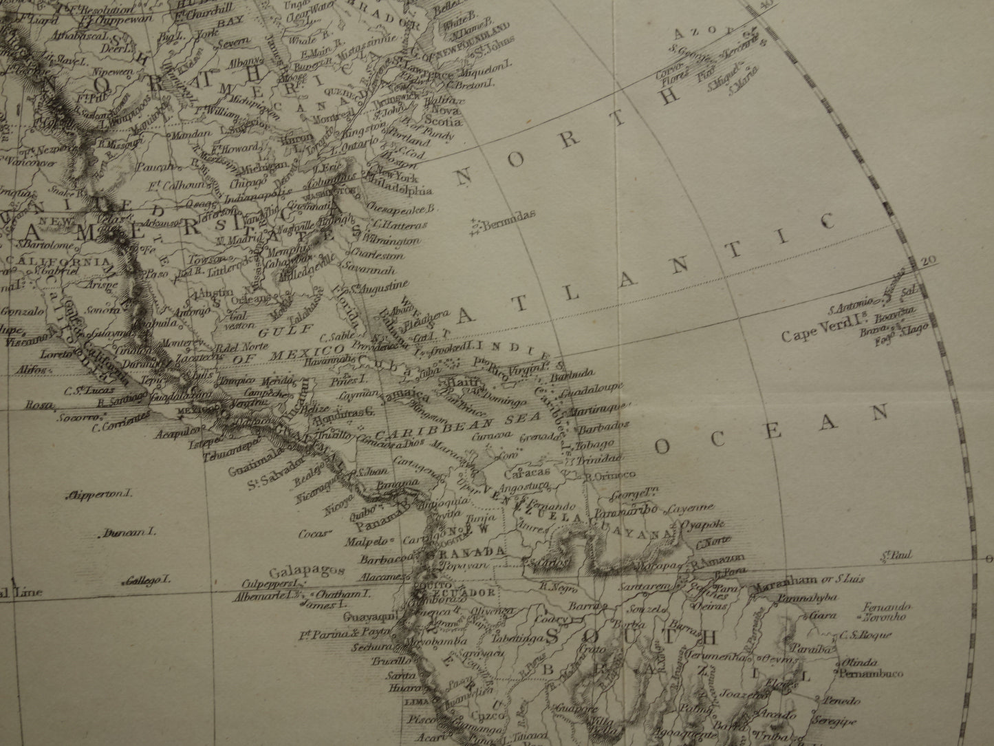 WERELDKAART oude kaart van de Wereld uit 1860 Originele antieke Engelse landkaart z/w