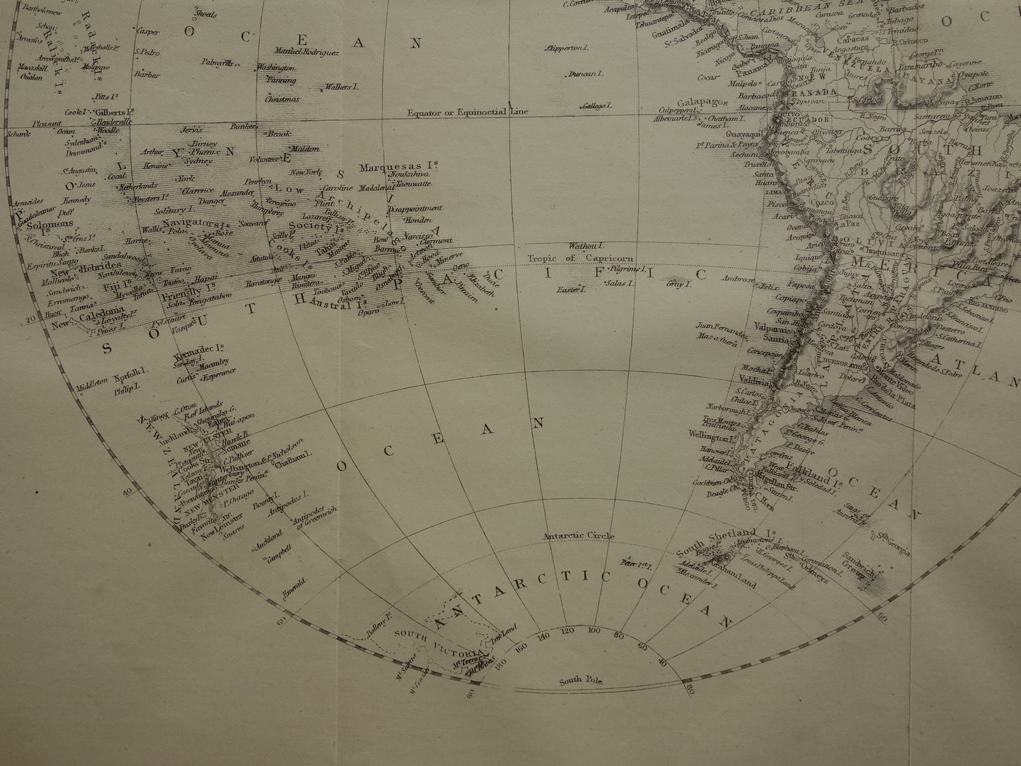 WERELDKAART oude kaart van de Wereld uit 1860 Originele antieke Engelse landkaart z/w