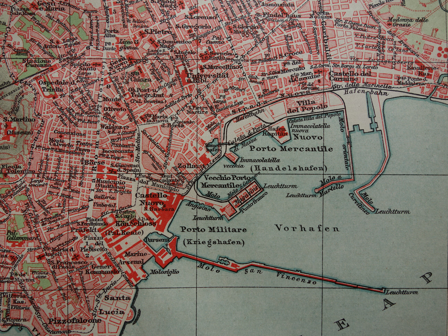 NAPELS antieke plattegrond 115+ jaar oude kaart van Napoli Italië uit 1905 - originele vintage historische kaarten