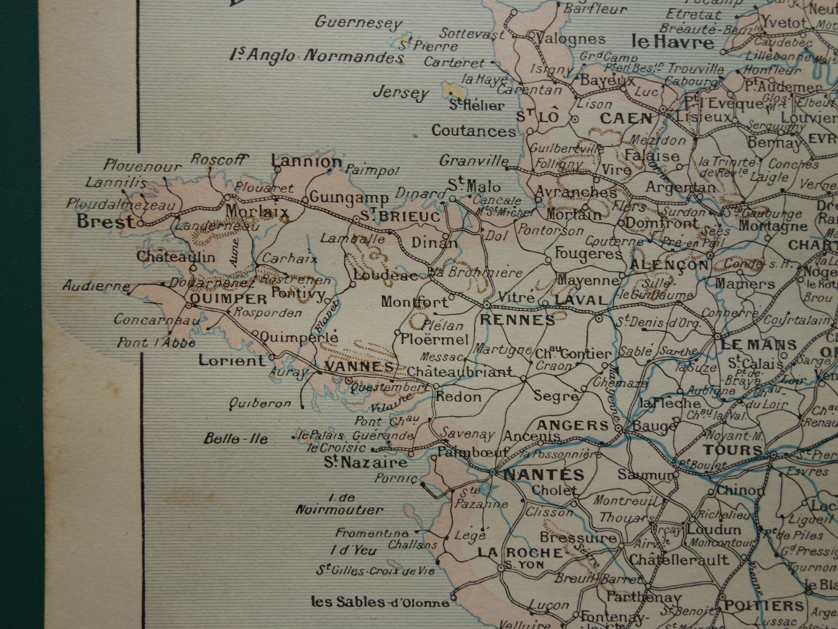 Oude kaart van Frankrijk met spoorwegen Antieke landkaart uit 1902 Vin