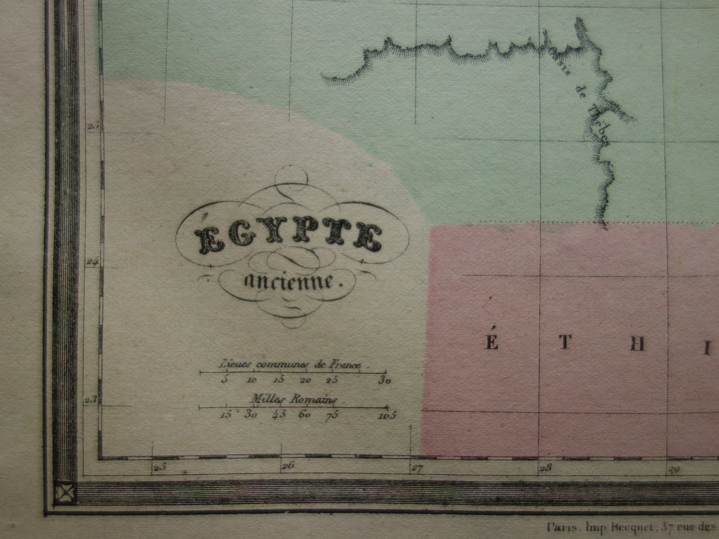 Kaart van het oude Egypte Kleurrijke antieke Franse landkaart van Egypte in klassieke oudheid - vintage kaarten