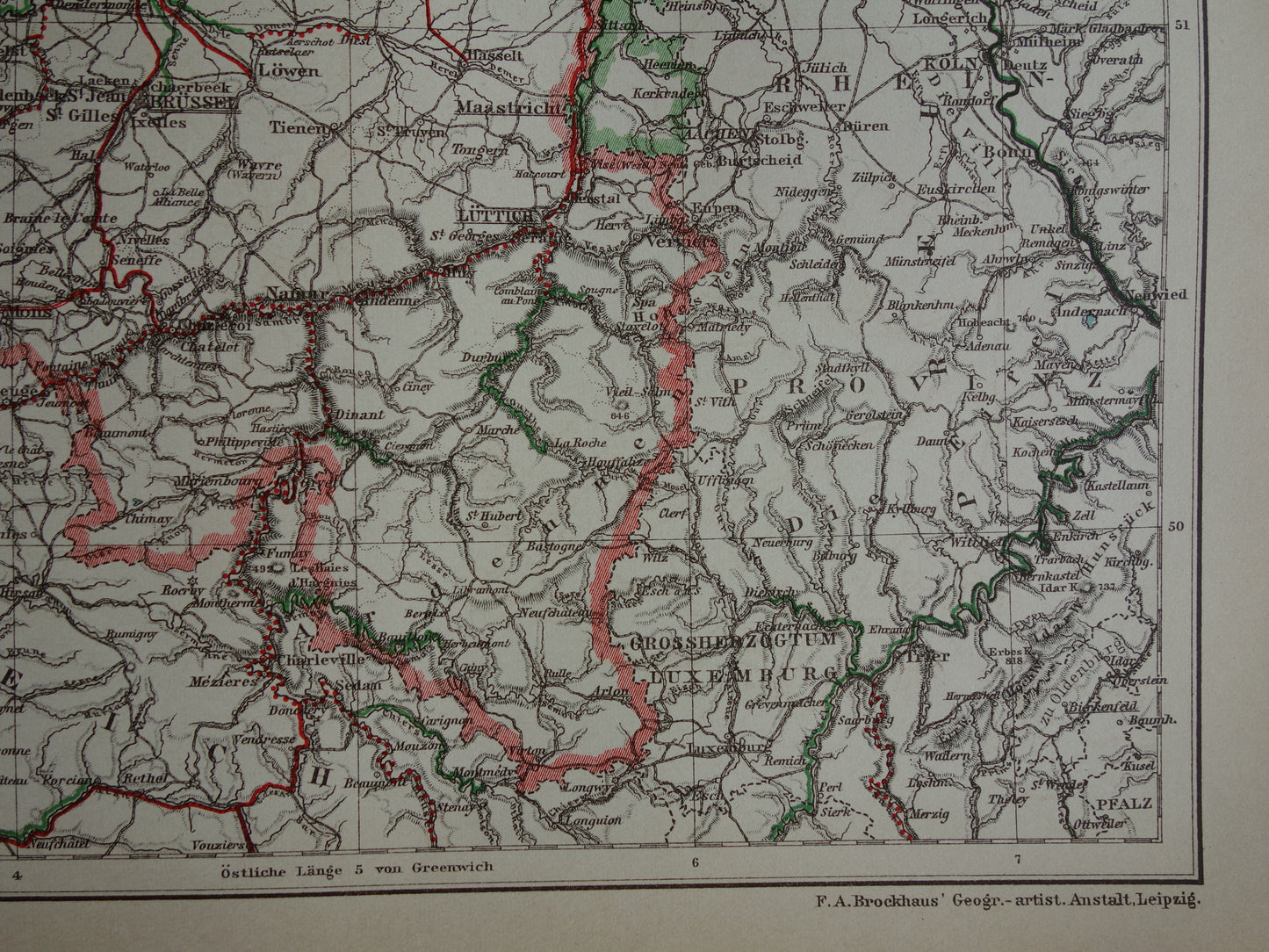 Oude kaart van waterwegen in NEDERLAND en BELGIË uit 1905 originele antieke landkaart Scheepvaart Kanalen Rivieren Maritieme kaarten