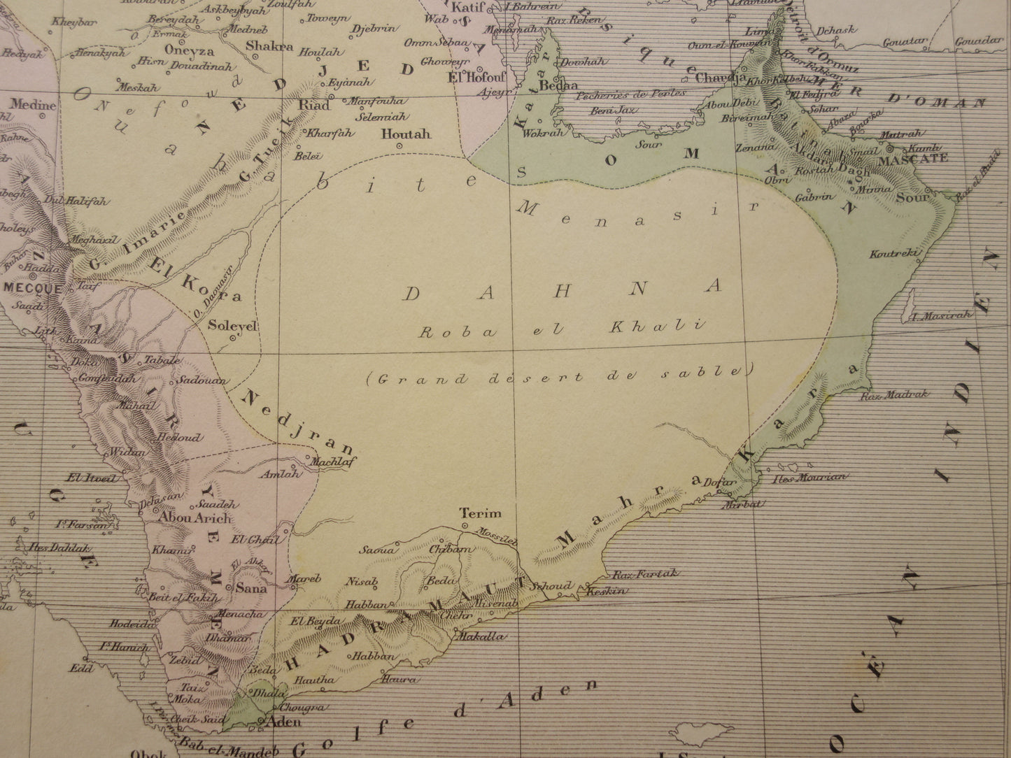 Saoedi-Arabië oude kaart van Saudi-Arabie 1896 originele antieke vintage landkaart Riyad Djedda