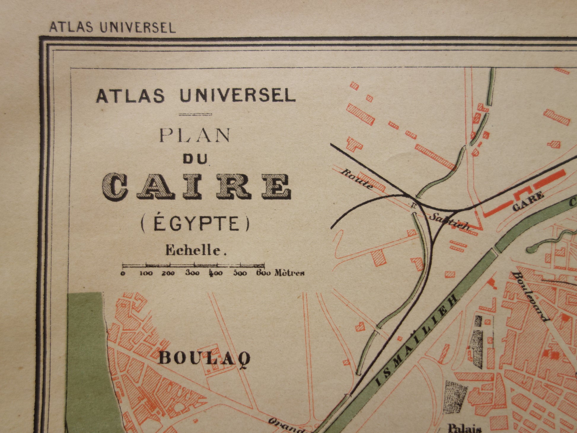 Cairo Egypte in het jaar 1877 plattegrond kaart
