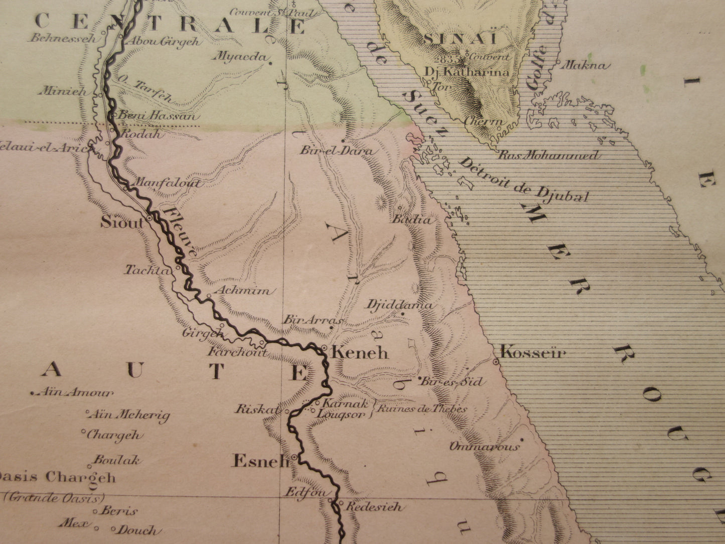 EGYPTE antieke kaart van Egypte uit 1896 Oude Franse handgekleurde landkaart