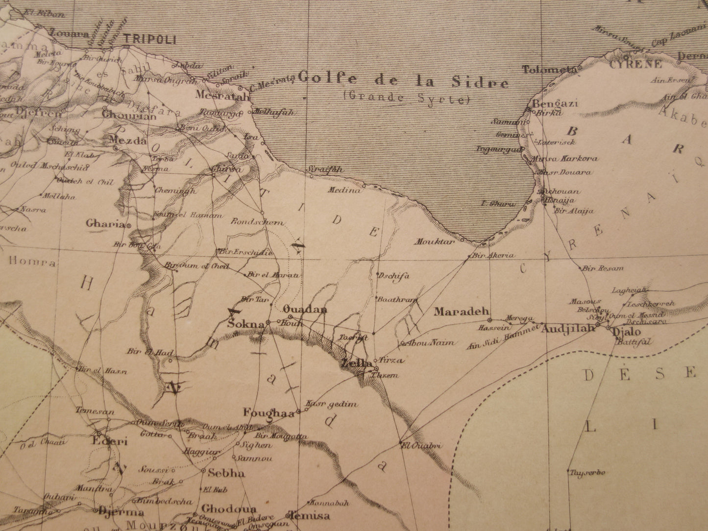 Libië oude kaart 1896 originele antieke Franse landkaart Tripoli