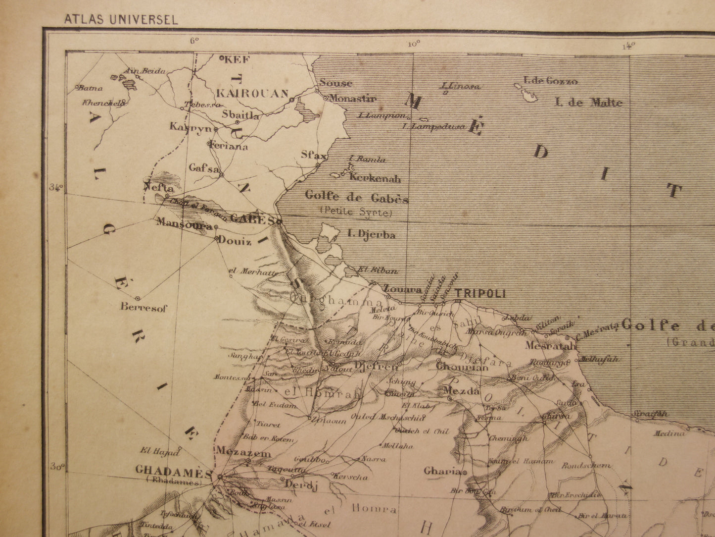 Libië oude kaart 1896 originele antieke Franse landkaart Tripoli