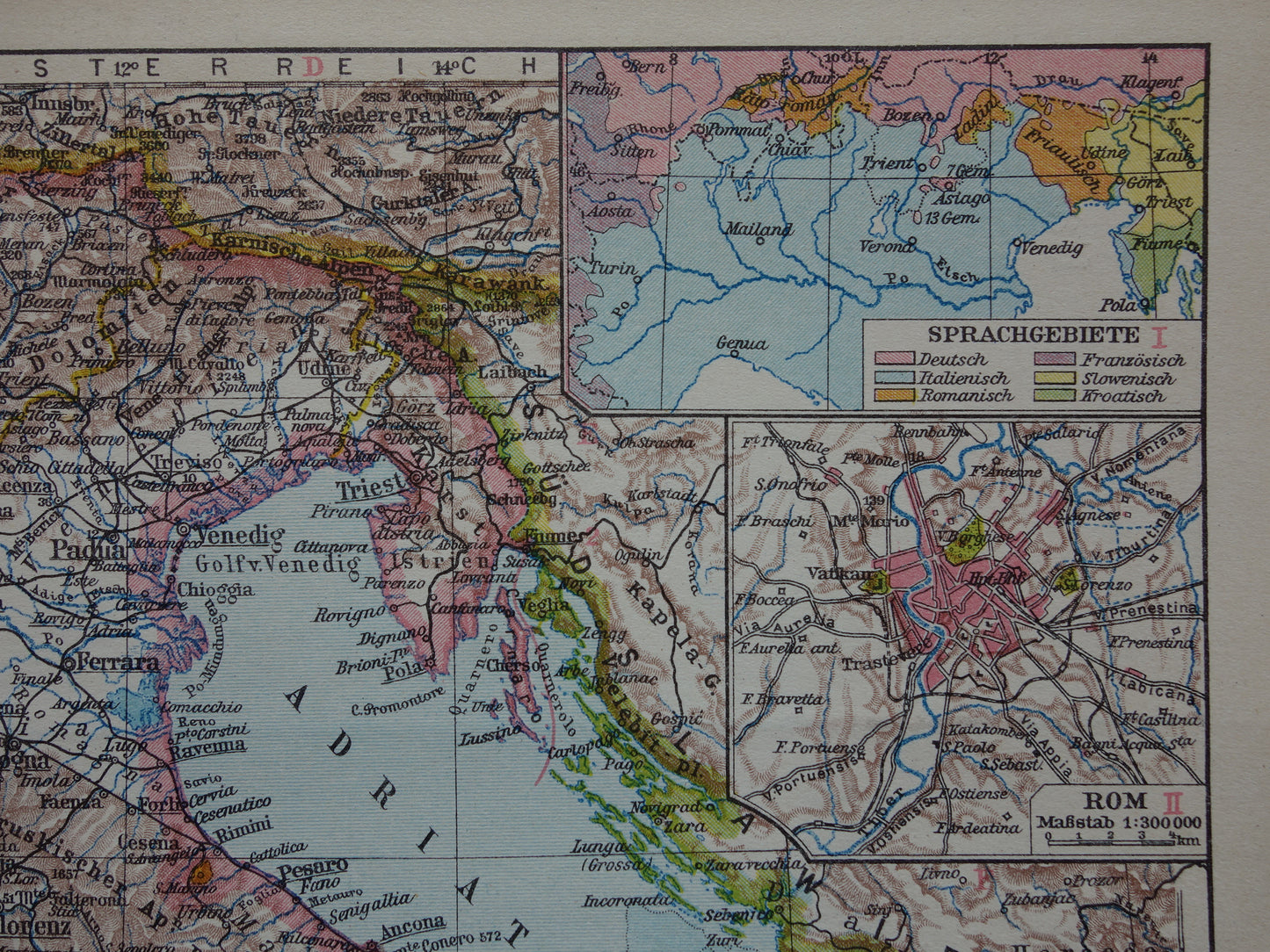 Oude landkaart van ITALIË uit 1928 originele vintage kaart Rome