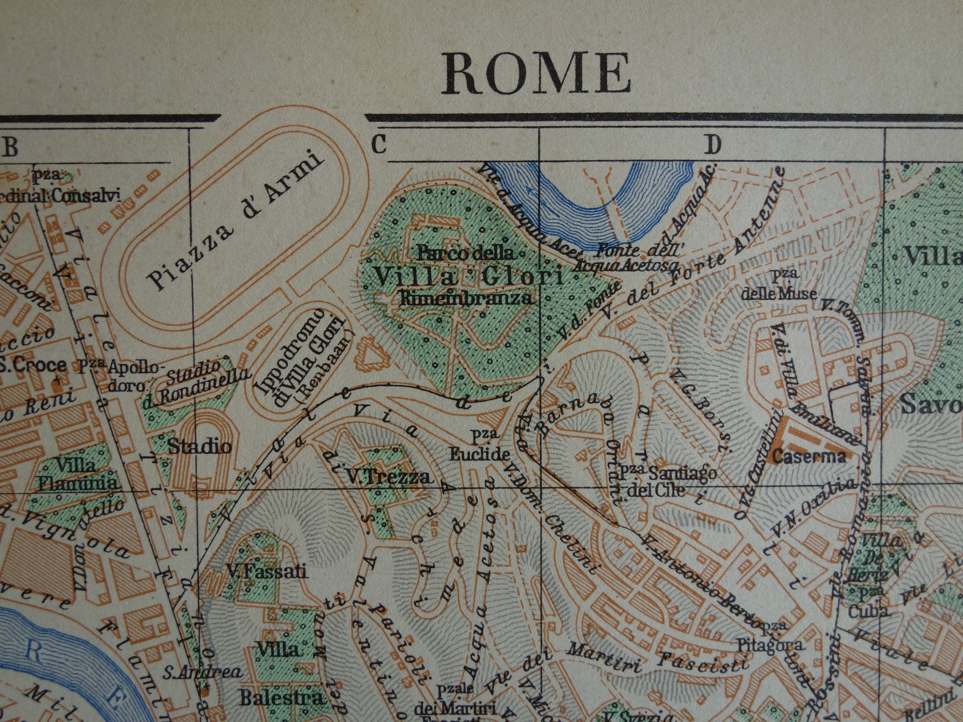 ROME oude plattegrond van Rome Italië uit 1937 originele Nederlandse vintage kaart van Rome