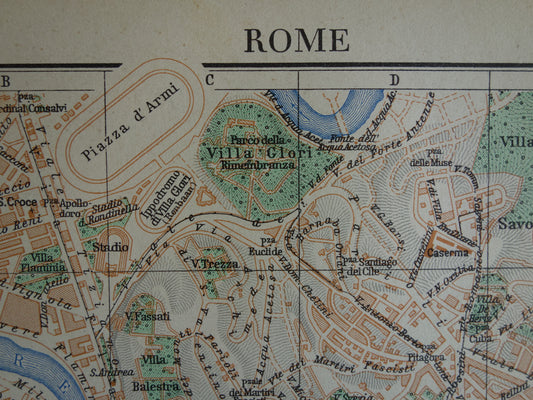 ROME oude plattegrond van Rome Italië uit 1937 originele Nederlandse vintage kaart van Rome