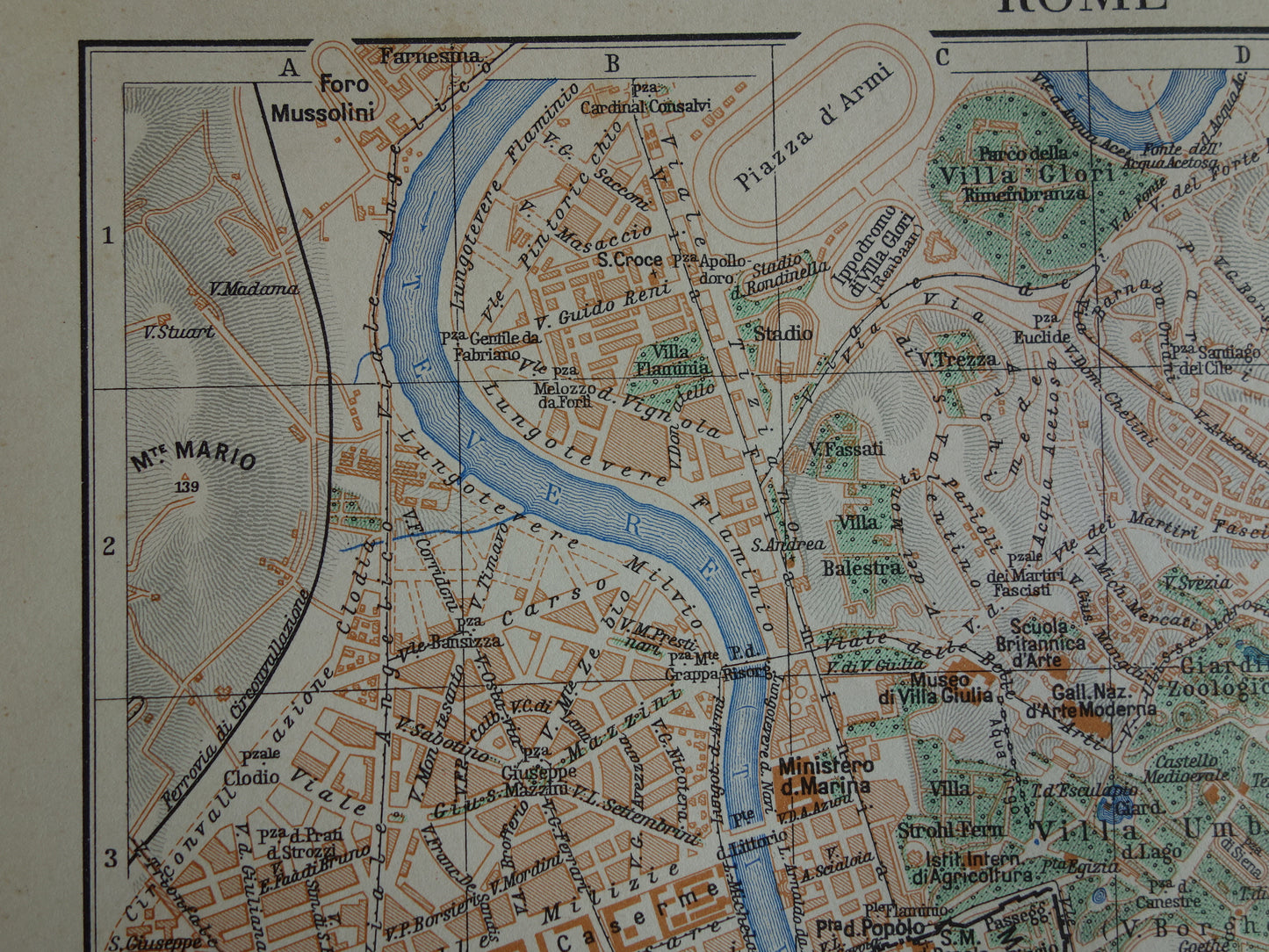 ROME oude plattegrond van Rome Italië uit 1937 originele Nederlandse vintage kaart van Rome