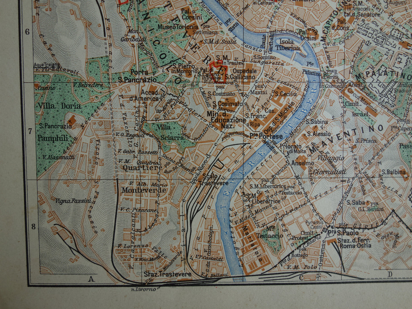 ROME oude plattegrond van Rome Italië uit 1937 originele Nederlandse vintage kaart van Rome