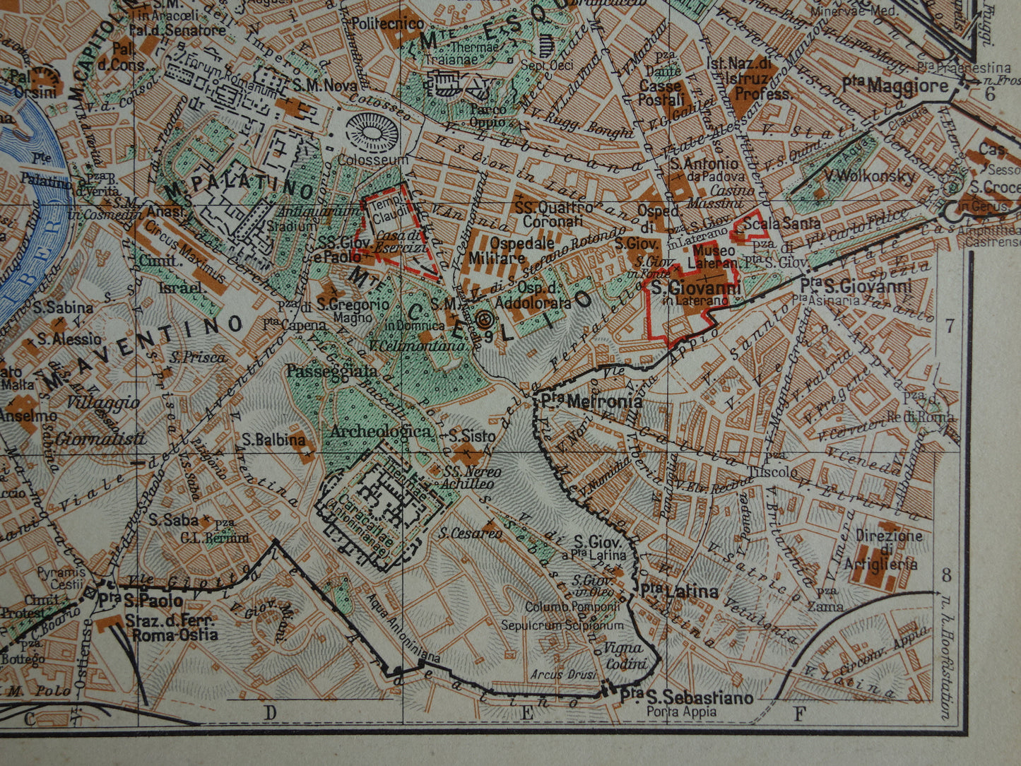 ROME oude plattegrond van Rome Italië uit 1937 originele Nederlandse vintage kaart van Rome