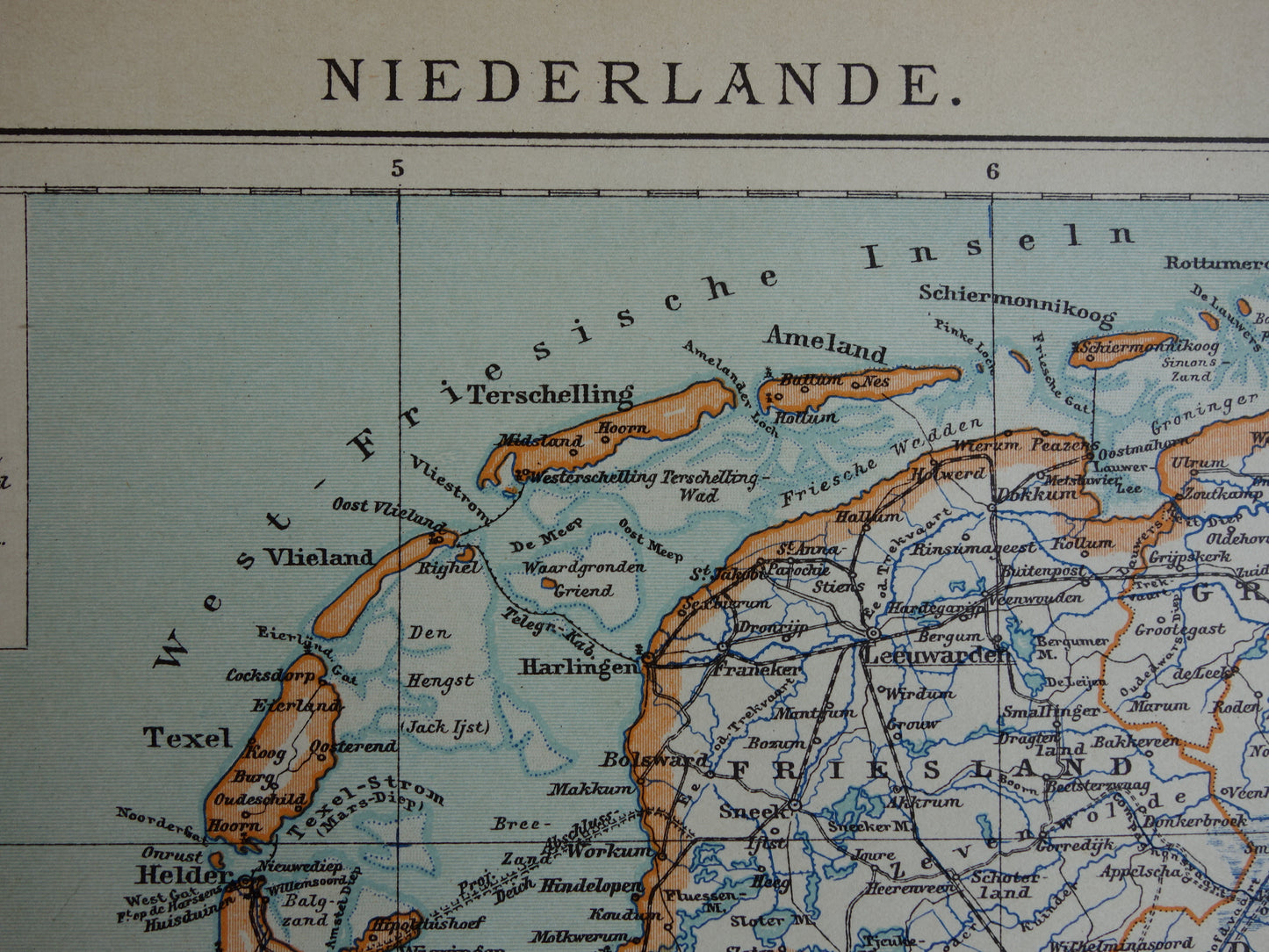 NEDERLAND oude gedetailleerde kaart van Nederland uit 1905 originele vintage landkaart