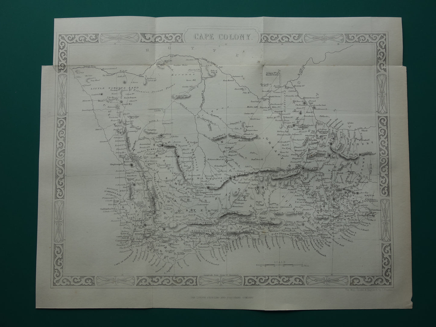 Zuid-Afrika oude kaart uit 1860 originele antieke landkaart Kaapkolonie John Rapkin - Vintage kaarten