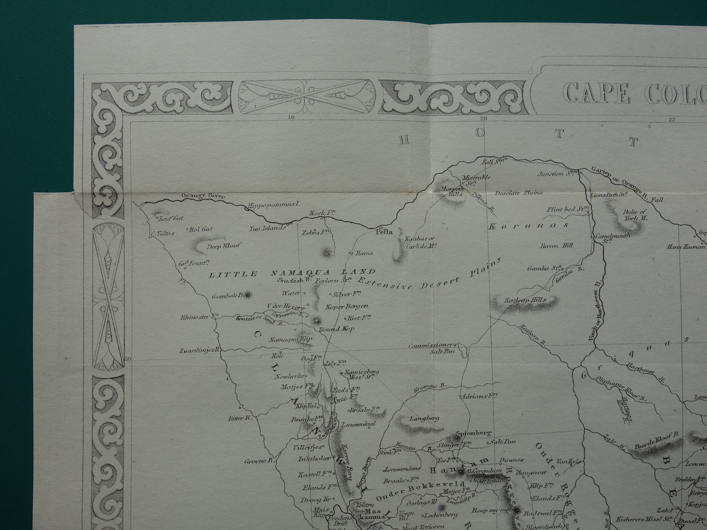 Zuid-Afrika oude kaart uit 1860 originele antieke landkaart Kaapkolonie John Rapkin - Vintage kaarten