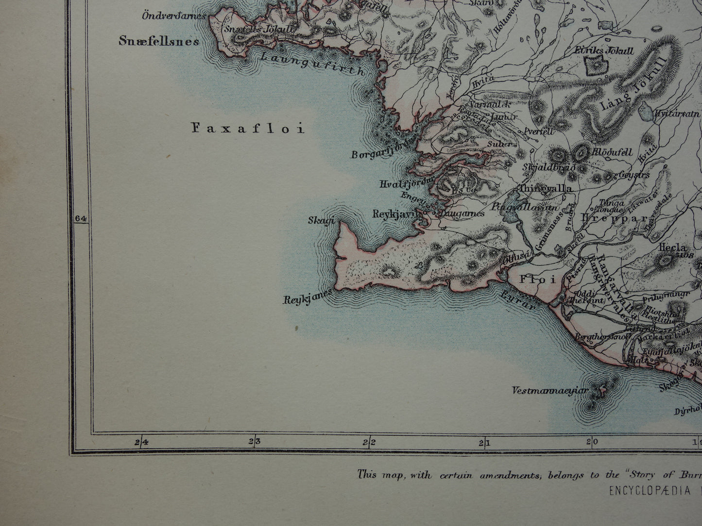 Antieke landkaart van Ijsland uit 1881 originele oude kaart Ijsland