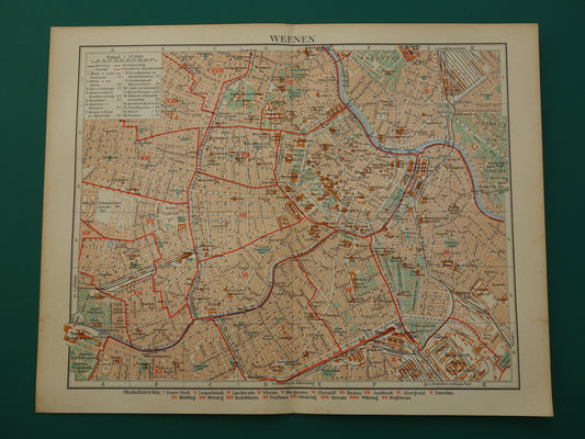 Wenen oude kaart van Weenen Oostenrijk uit 1938 originele vintage plattegrond Nederlandse kaarten