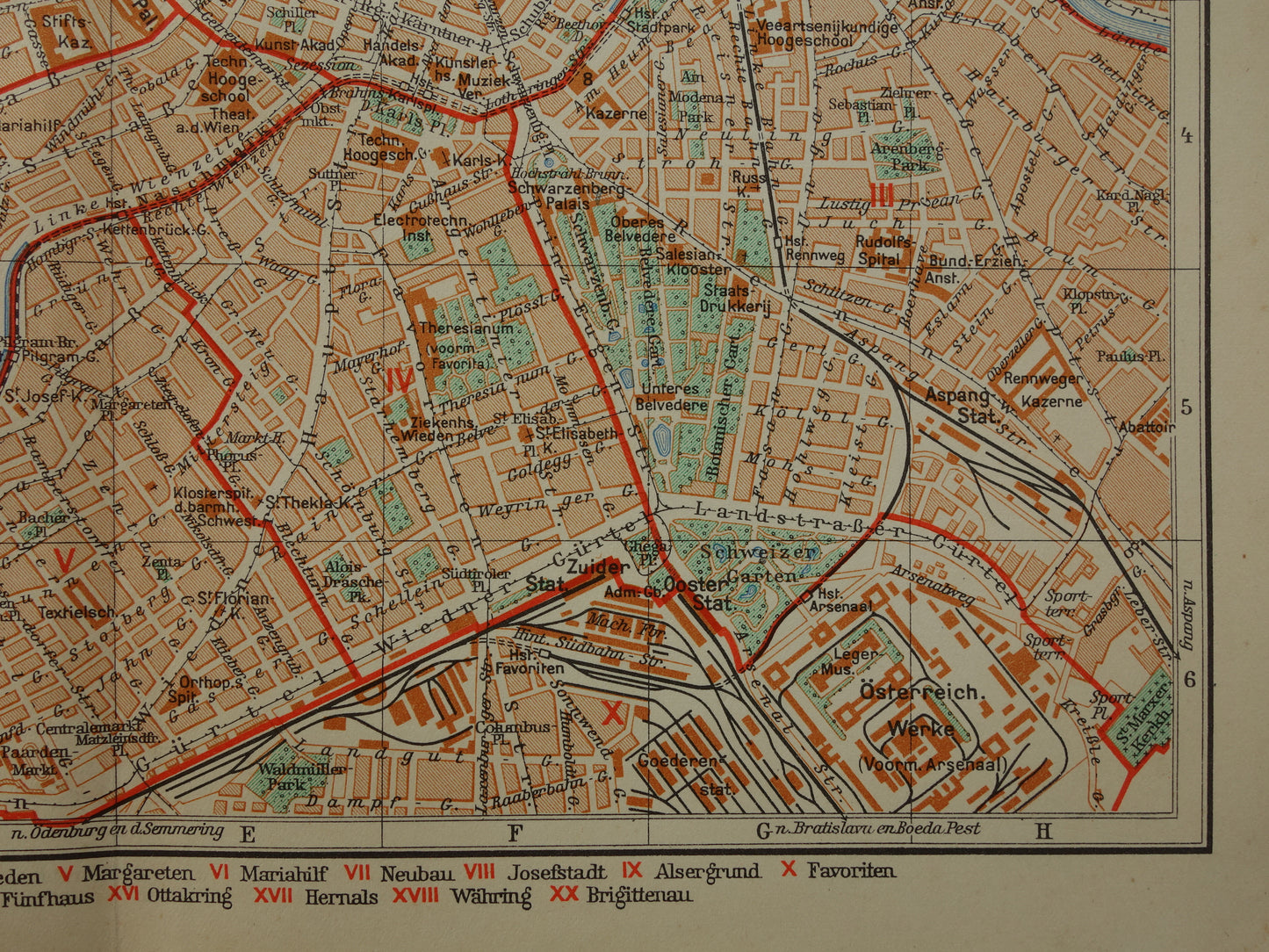 Wenen oude kaart van Weenen Oostenrijk uit 1938 originele vintage plattegrond Nederlandse kaarten