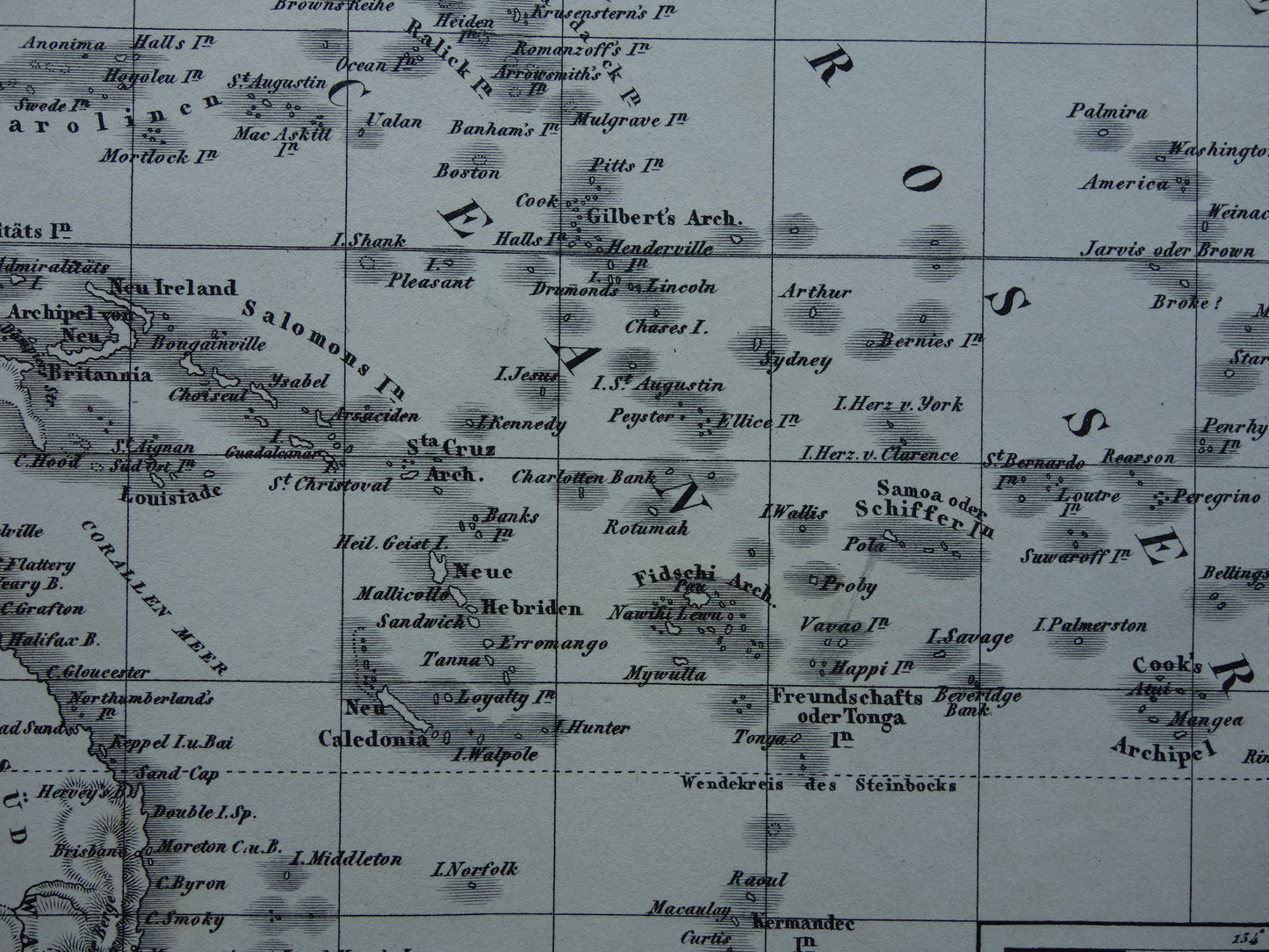 OCEANIË antieke kaart van Oceanië 170+ jaar oude landkaart van continent met Australië Nieuw-Zeeland uit 1849 - originele vintage historische kaarten