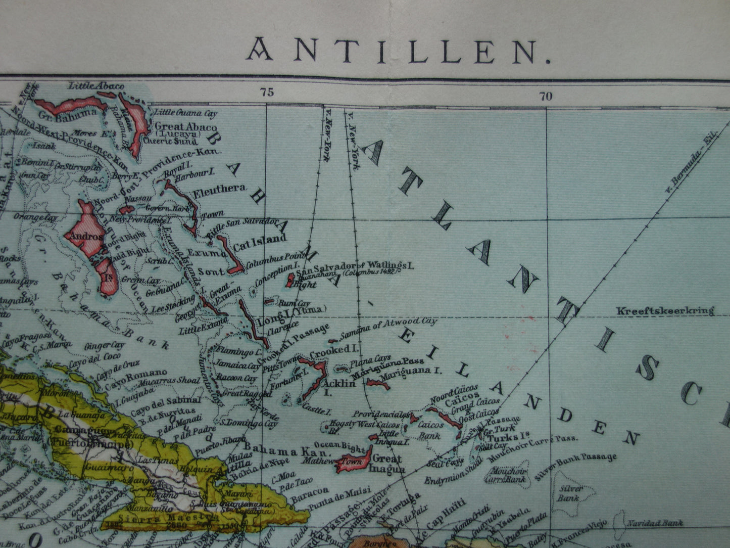 Antillen Alte niederländische Karte der Karibik 1914 Originale antike Karte