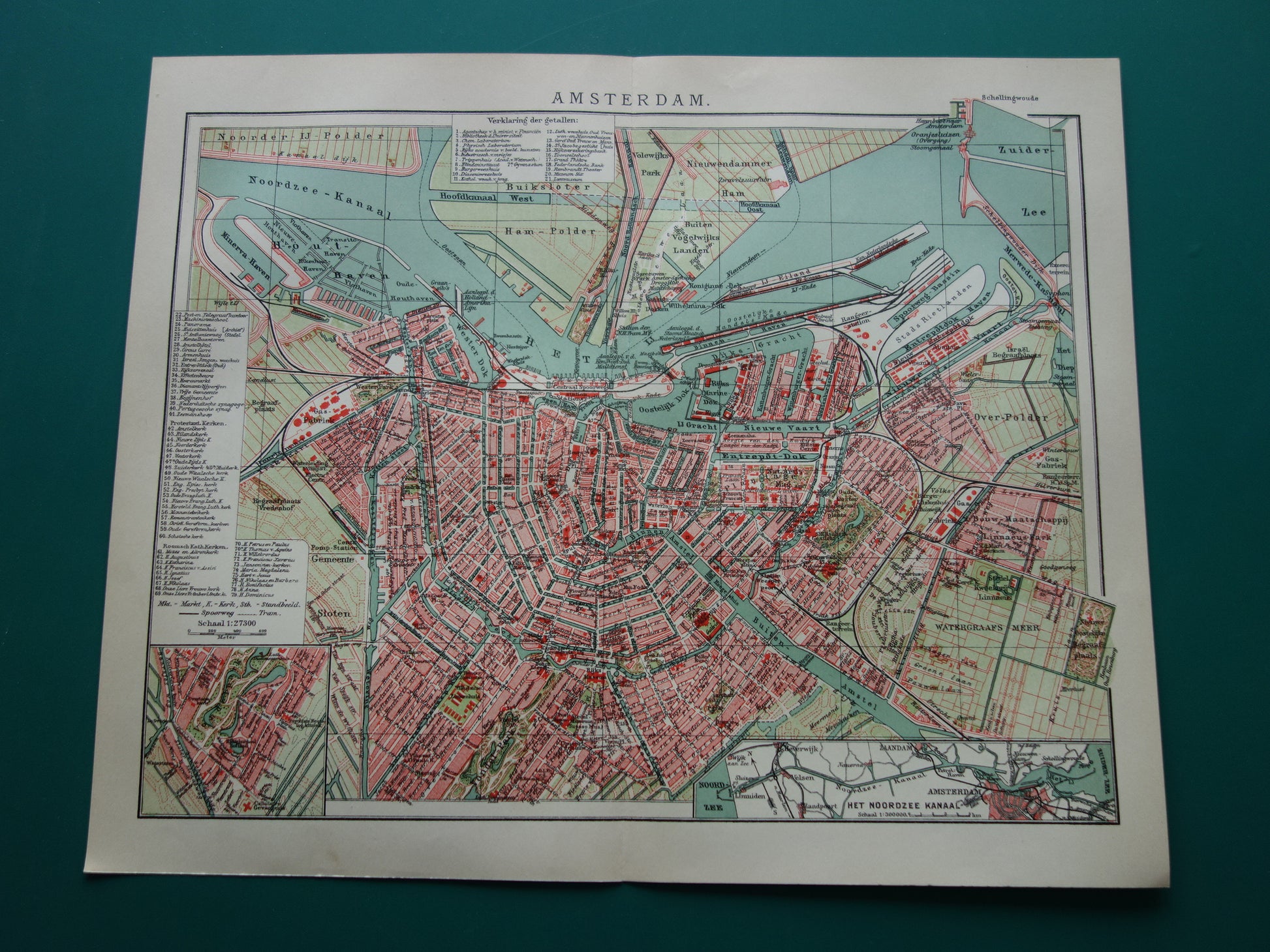 AMSTERDAM oude kaart van Amsterdam 1914 originele antieke Nederlandse plattegrond