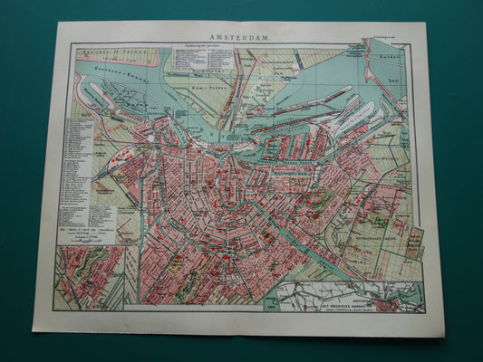 AMSTERDAM oude kaart van Amsterdam 1914 originele antieke Nederlandse plattegrond