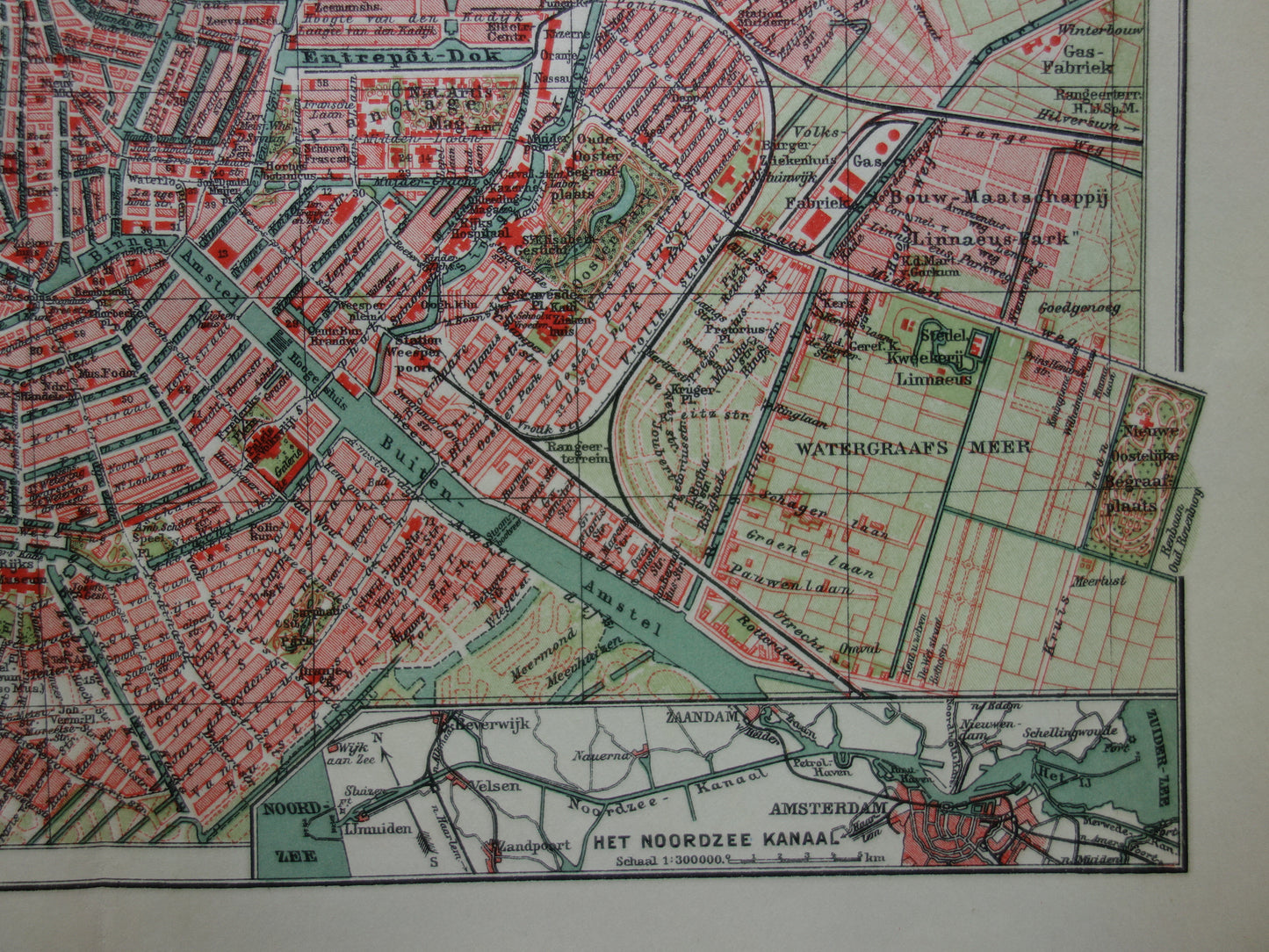 AMSTERDAM oude kaart van Amsterdam 1914 originele antieke Nederlandse plattegrond