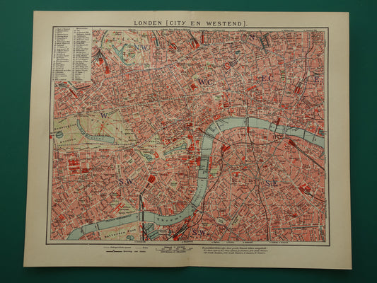 LONDEN oude plattegrond uit 1909