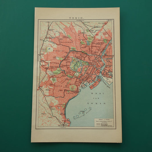 TOKIO Oude plattegrond van Tokio Japan originele kleine antieke Nederlandse kaart
