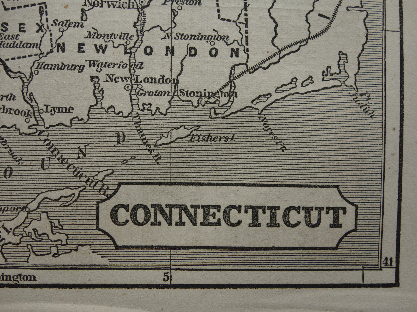 connecticut in het jaar 1854 kaart landkaart