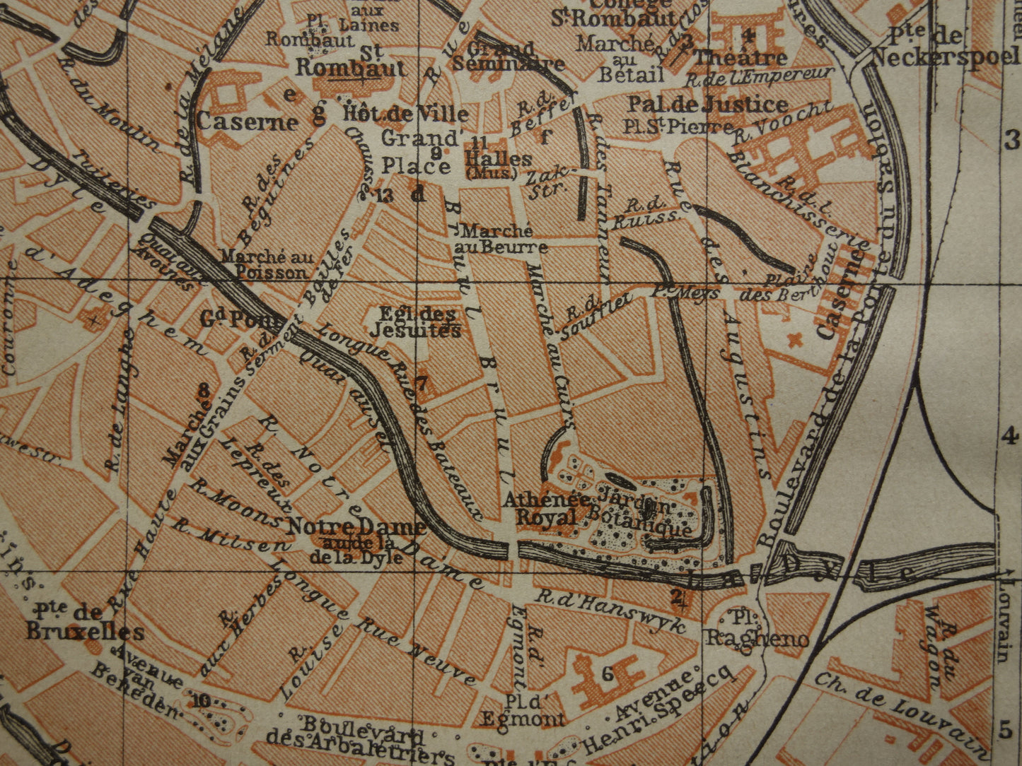 MECHELEN oude kaart van Malines België uit 1904 kleine originele antieke plattegrond landkaart Mechelen / Malines