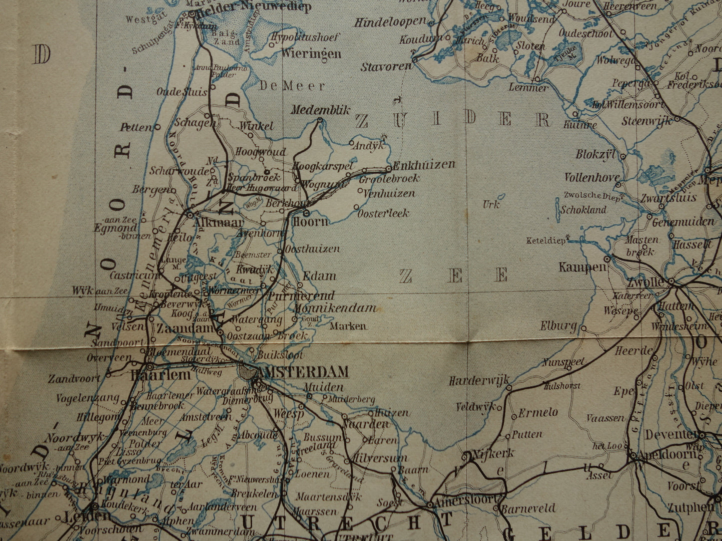 Oude landkaart van Nederland uit 1904 originele antieke kaart