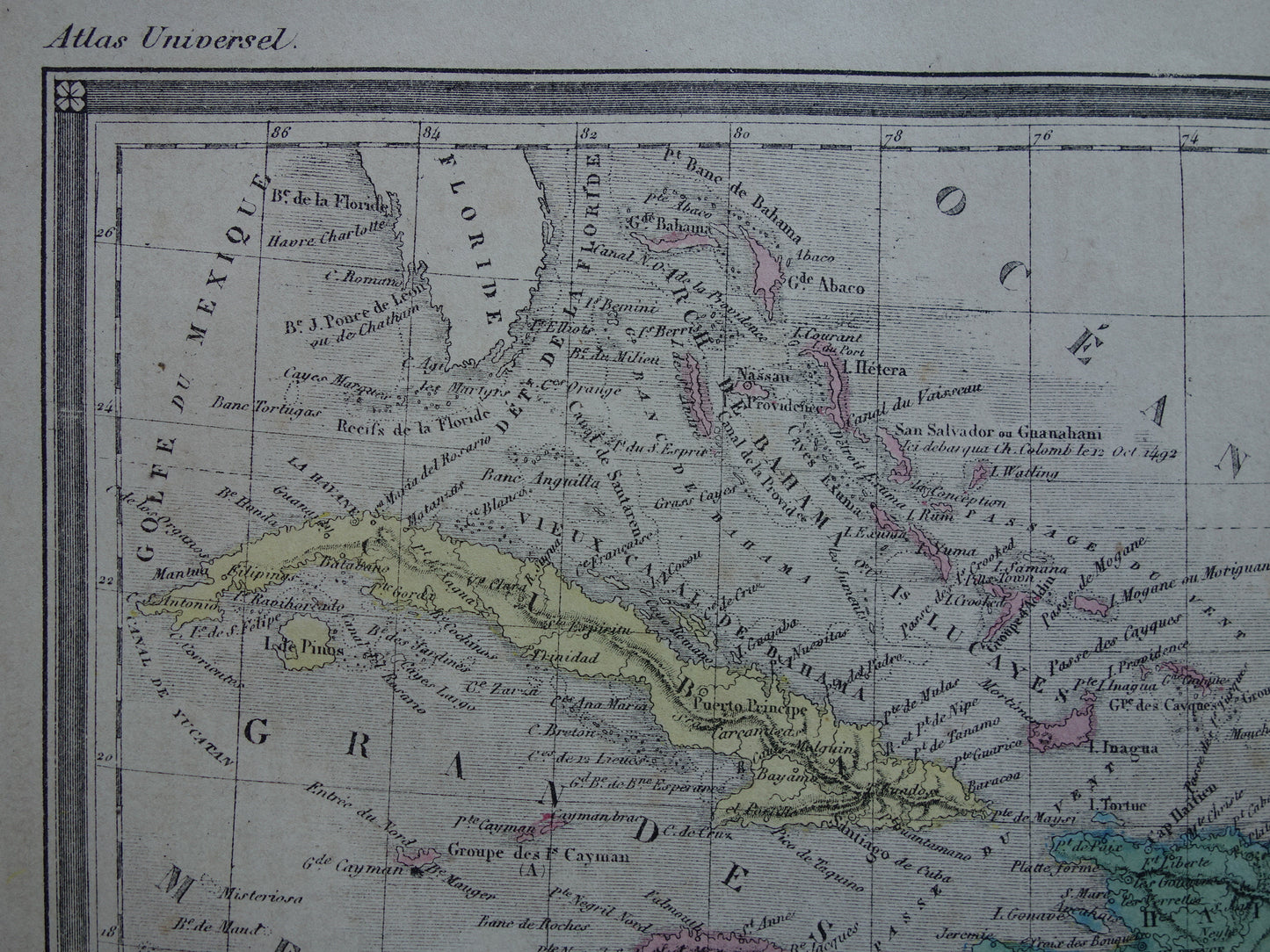 Oude kaart van ANTILLEN 145+ jaar oude handgekleurde landkaart Curaçao Aruba Cuba Haïti Puerto Rico Caribisch Gebied