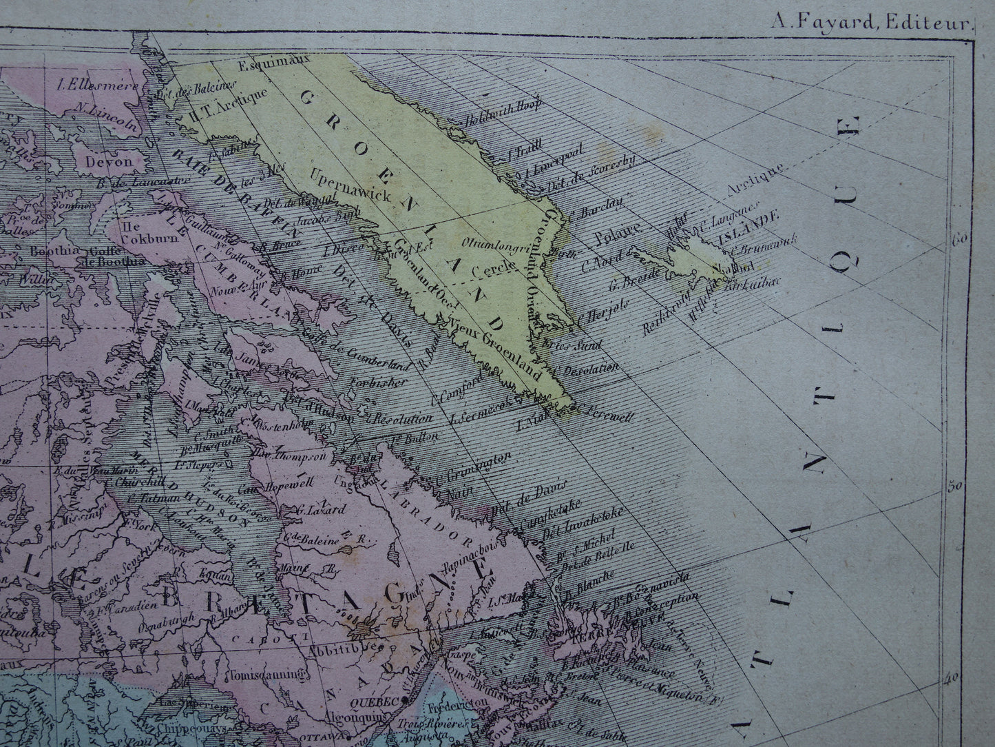NOORD-AMERIKA Oude kaart van Verenigde Staten Canada Mexico Originele antieke handgekleurde landkaart continent