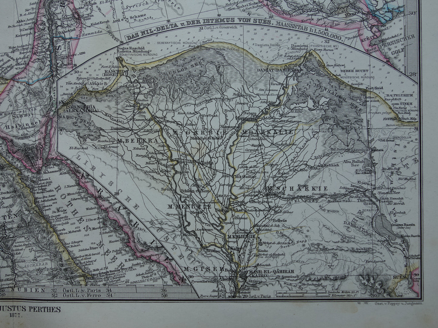 Antieke kaart van het Turkse Rijk Grote 145+ jaar oude print/poster Ottomaanse Rijk Originele Vintage kaarten Turkije Middellandse Zee