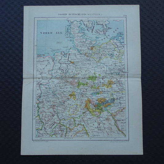 Noordwest Duitsland oude landkaart originele antieke Kuyper kaart uit 1882 vintage print Duitsland