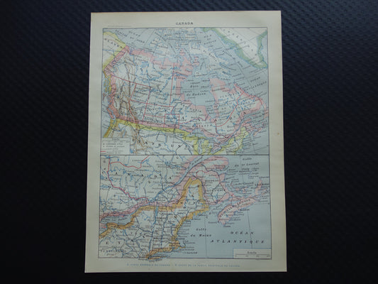 CANADA Oude landkaart van Canada uit 1902 Originele antieke kaart vintage print