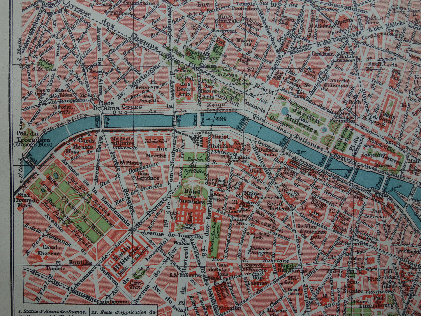 PARIJS oude plattegrond Originele antieke Nederlandse kaart van Parijs Frankrijk uit 1921 vintage historische kaarten