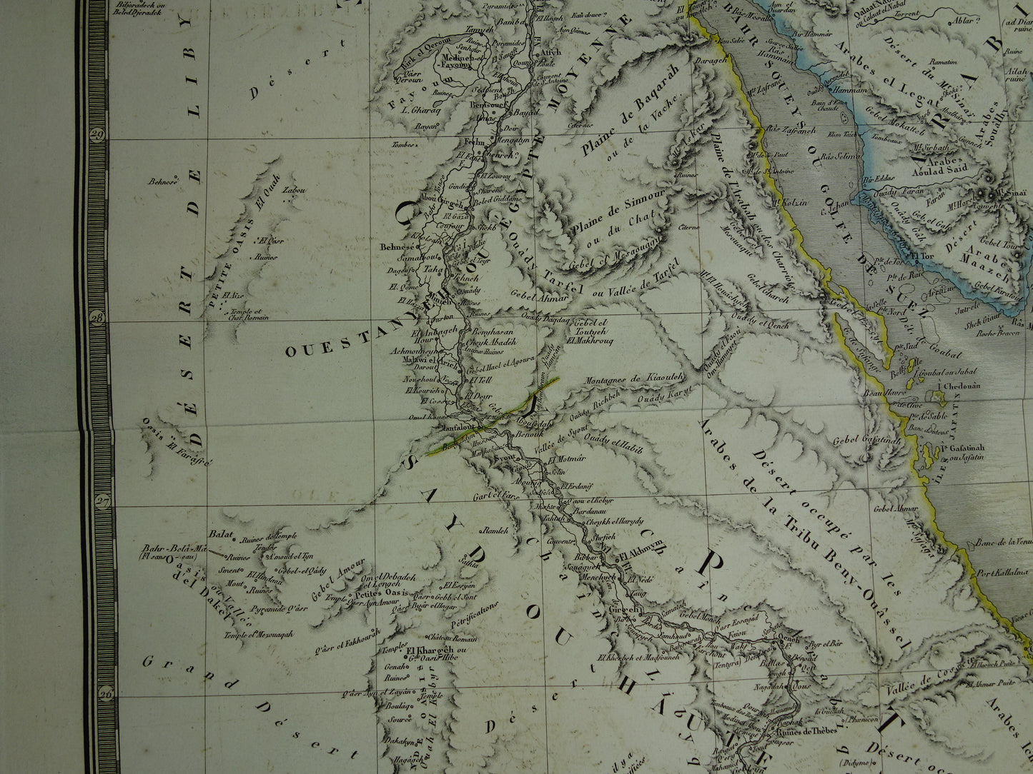 EGYPTE 200+ jaar oude kaart uit 1822 Grote originele antieke Franse kaart Sinaï Soedan