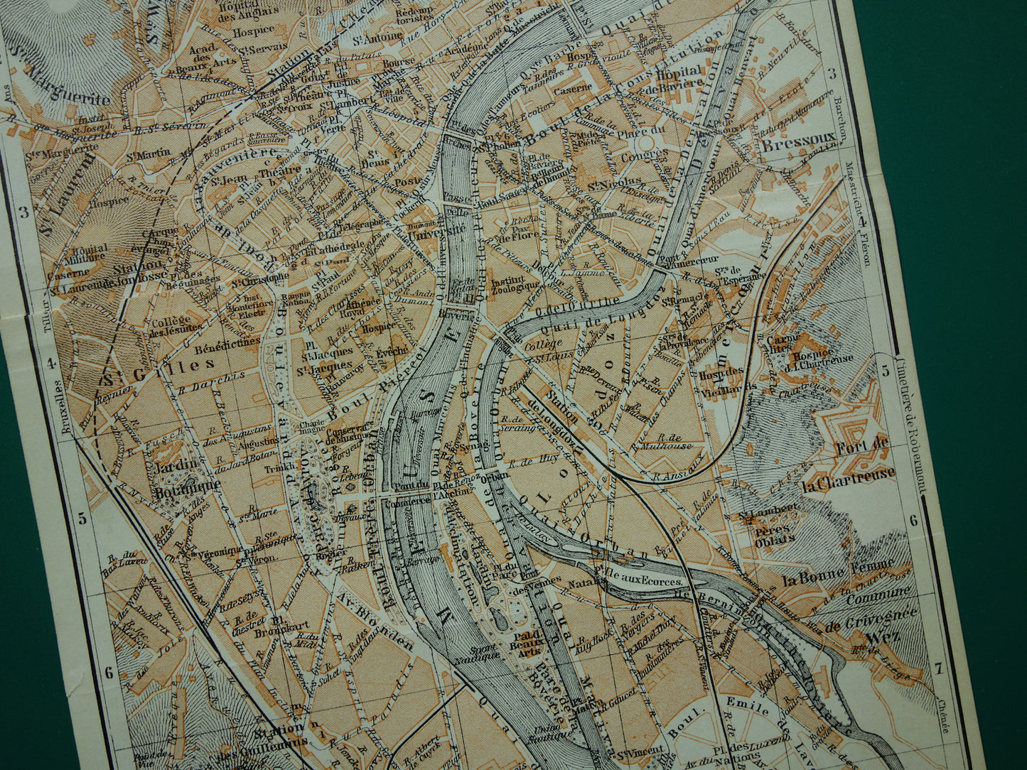 Oude kaart van Luik België uit 1910 originele antieke plattegrond Luik carte de Liège vintage kaarten