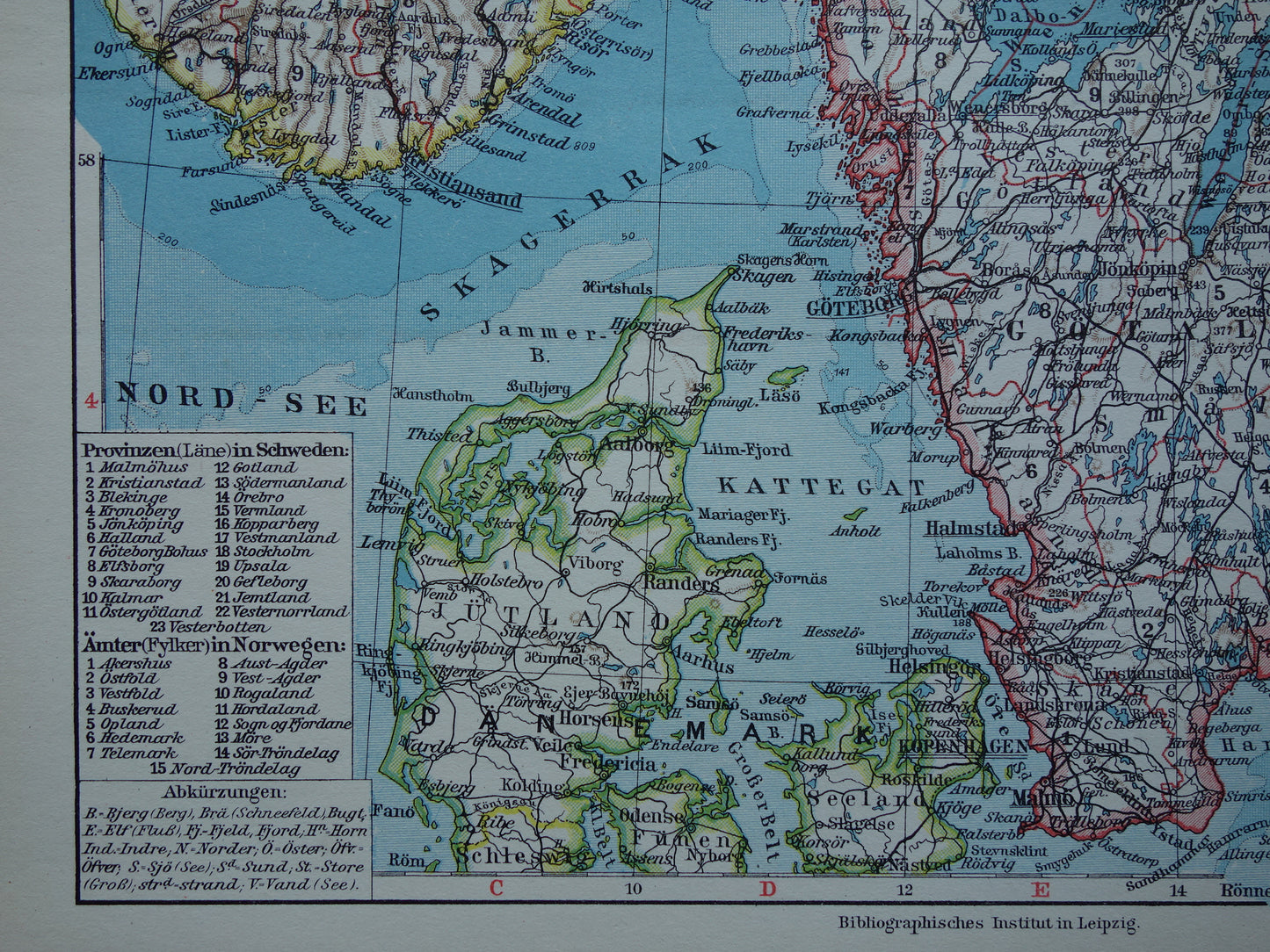 Oude kaart van Zweden en Noorwegen uit 1928 originele vintage landkaart Stockholm Oslo