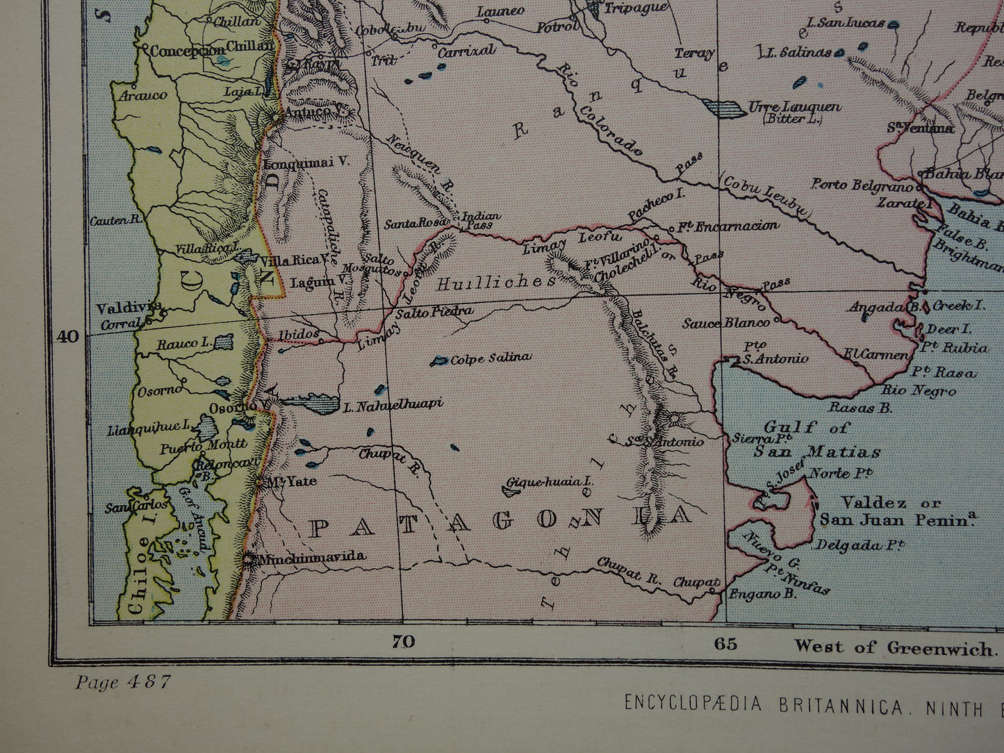 ARGENTINIE oude landkaart van Argentinië uit 1875 originele antieke Engelse kaart van de Argentijnse Republiek