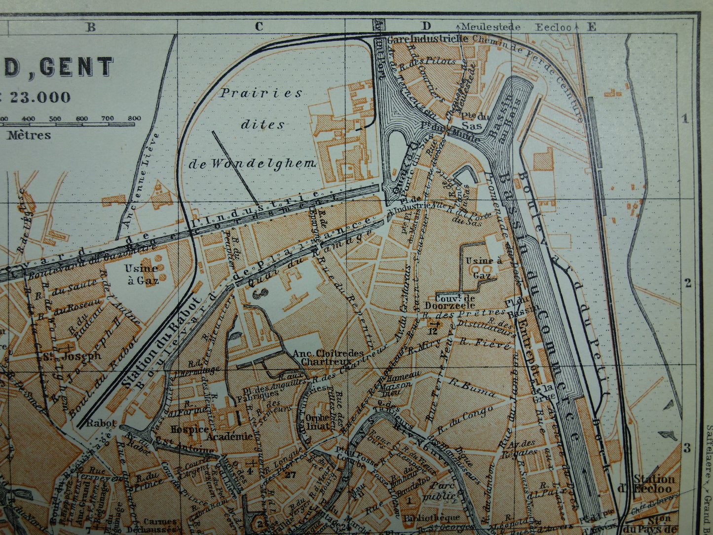 GENT oude kaart van Gent België uit 1910 kleine originele antieke plattegrond landkaart