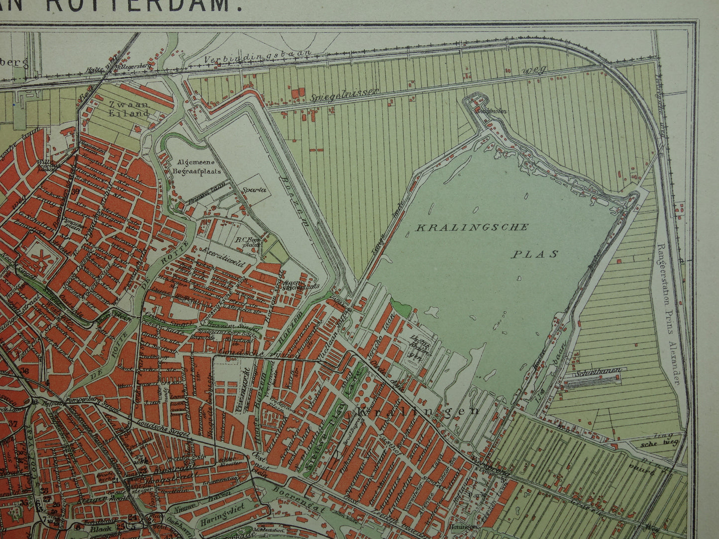 ROTTERDAM Oude kaart van Rotterdam uit 1910 originele vintage plattegrond antieke landkaart