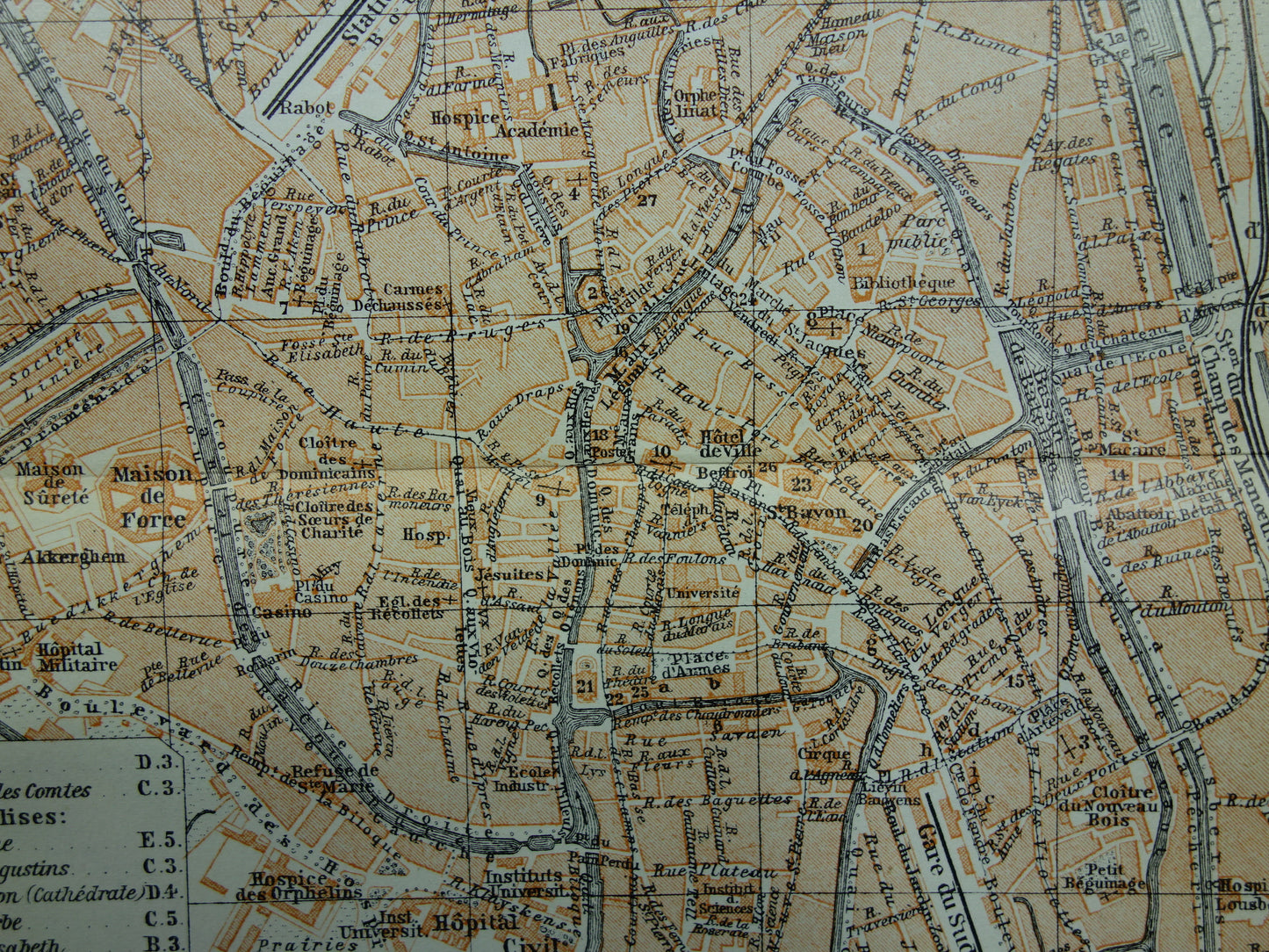 GENT oude kaart van Gent België uit 1910 kleine originele antieke plattegrond landkaart