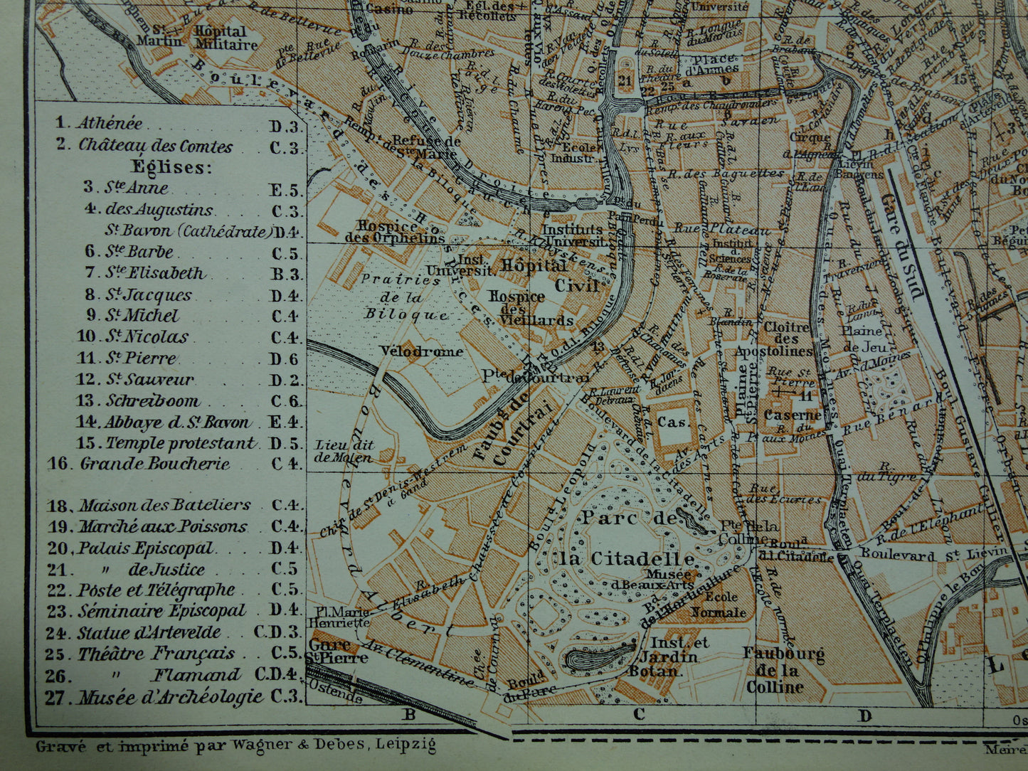 GENT oude kaart van Gent België uit 1910 kleine originele antieke plattegrond landkaart