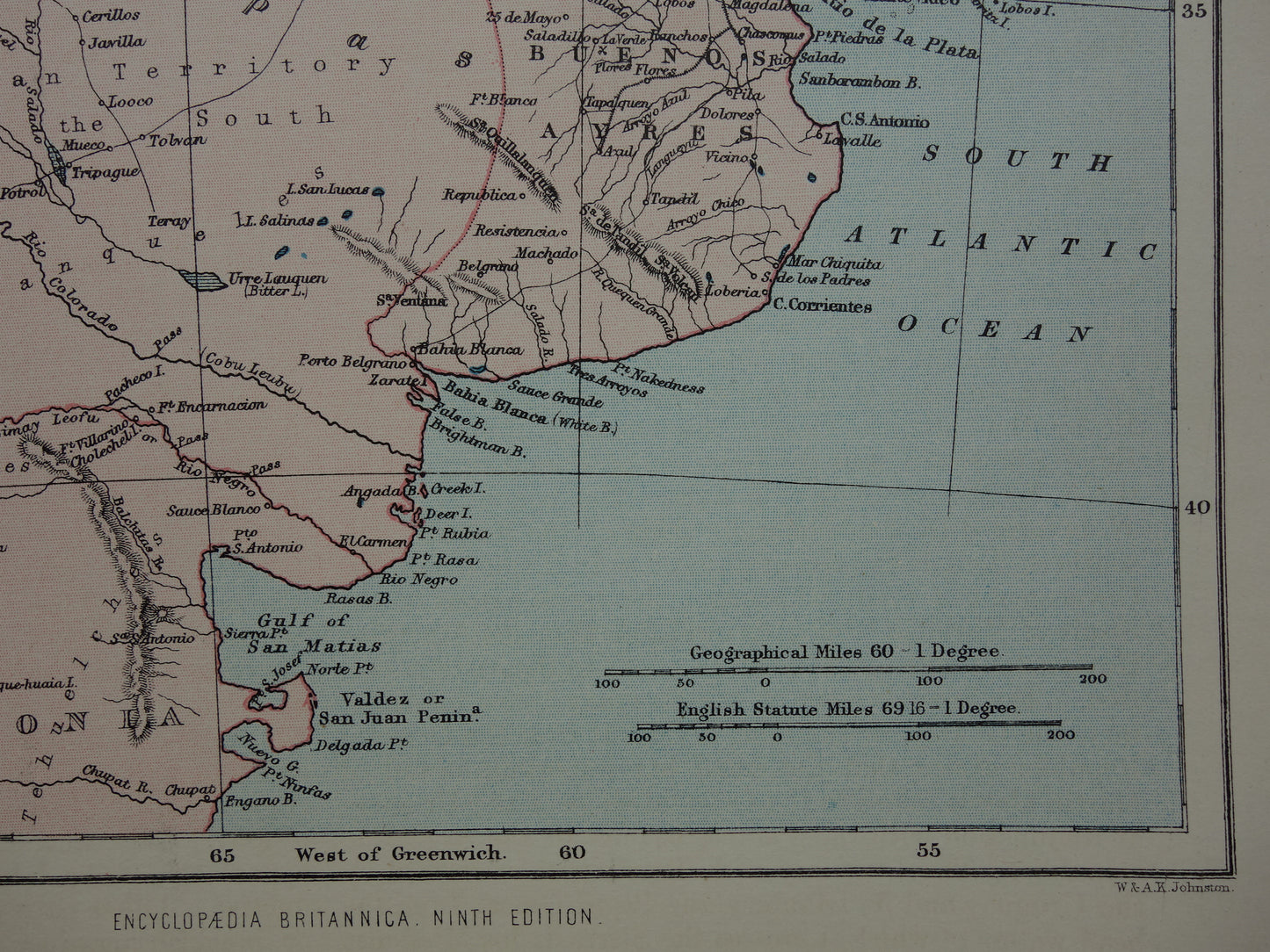 ARGENTINIE oude landkaart van Argentinië uit 1875 originele antieke Engelse kaart van de Argentijnse Republiek